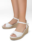 Alpargata Blanco Plataforma Yute Moda Pulsera Talon Descubierto 3690130