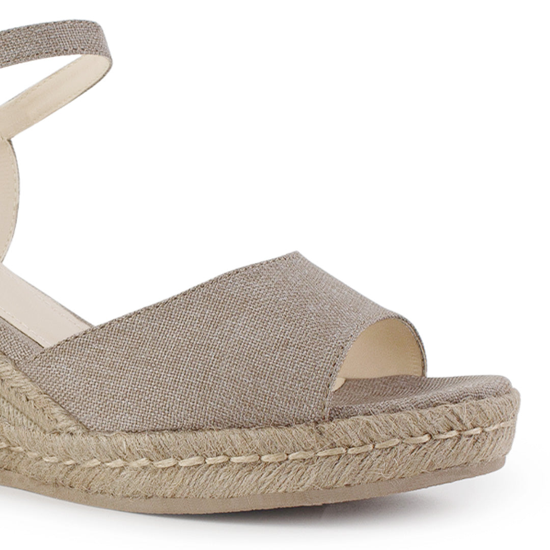 Alpargata Beige Plataforma Yute Moda Pulsera Talon Descubierto 3690131