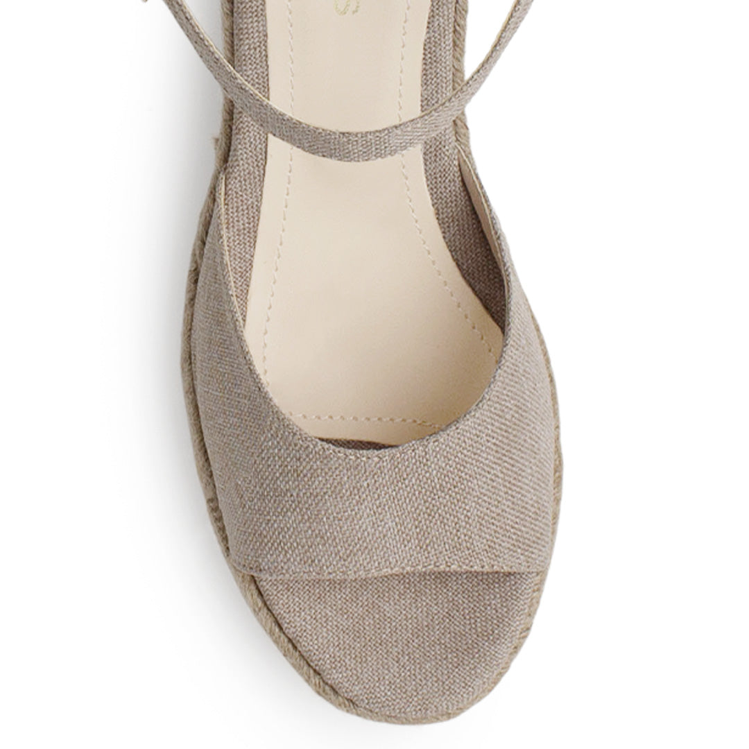 Alpargata Beige Plataforma Yute Moda Pulsera Talon Descubierto 3690131