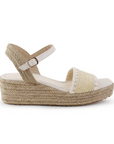 Alpargata Beige Plataforma Yute Punta Cuadrada Tejida Mujer Casual 4040737
