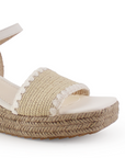 Alpargata Beige Plataforma Yute Punta Cuadrada Tejida Mujer Casual 4040737