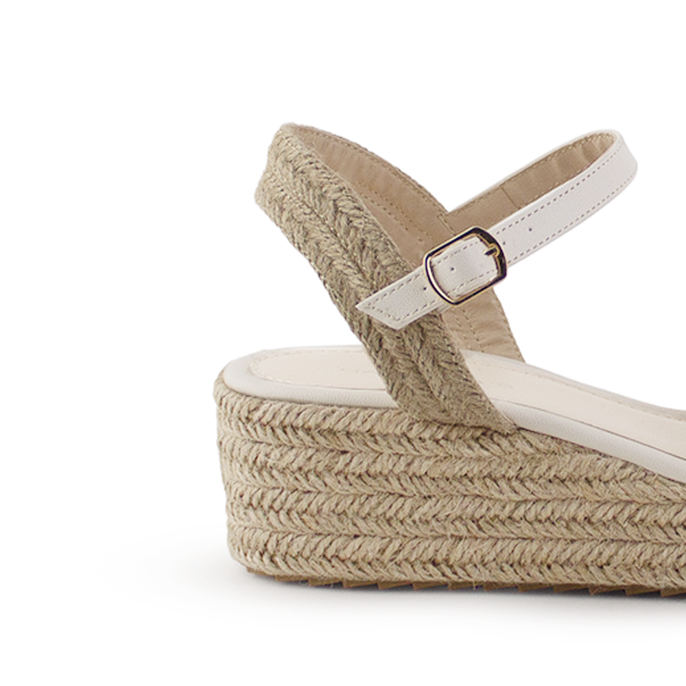 Alpargata Beige Plataforma Yute Punta Cuadrada Tejida Mujer Casual 4040737