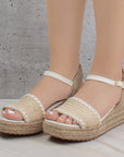 Alpargata Beige Plataforma Yute Punta Cuadrada Tejida Mujer Casual 4040737