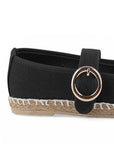 Vista trasera de alpargatas para mujer con pulsera de piso color negro
