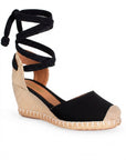 Alpargata Negro Destalonado Punta Cerrada Plataforma Yute Cordones 3402680