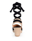Alpargata Negro Destalonado Punta Cerrada Plataforma Yute Cordones 3402680