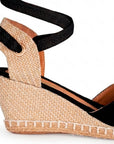 Alpargata Negro Destalonado Punta Cerrada Plataforma Yute Cordones 3402680