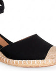 Alpargata Negro Destalonado Punta Cerrada Plataforma Yute Cordones 3402680