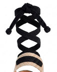 Alpargata Negro Destalonado Punta Cerrada Plataforma Yute Cordones 3402680