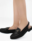 Zapato Negro Para Mujer tipo Flats Destalonado Herraje Moda 3510192