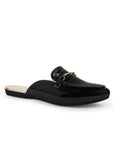 Zapato Negro Mule Mujer Casual Hebilla Dorada Elegante Moda 3510193