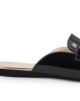Zapato Negro Mule Mujer Casual Hebilla Dorada Elegante Moda 3510193
