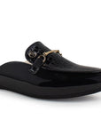 Zapato Negro Mule Mujer Casual Hebilla Dorada Elegante Moda 3510193