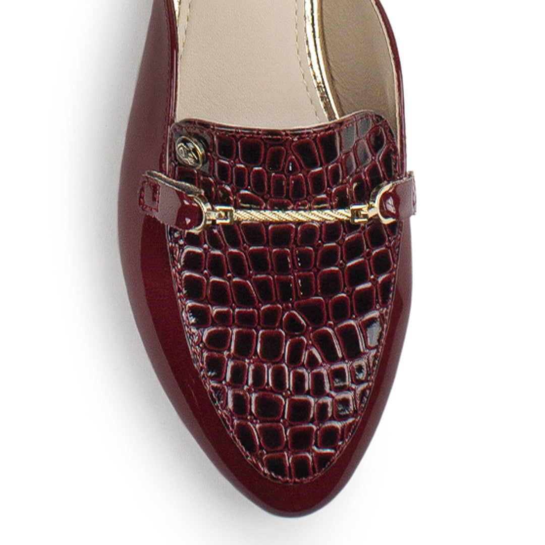 Zapato Vino Mule Mujer Casual Hebilla Dorada Elegante Moda 3510194