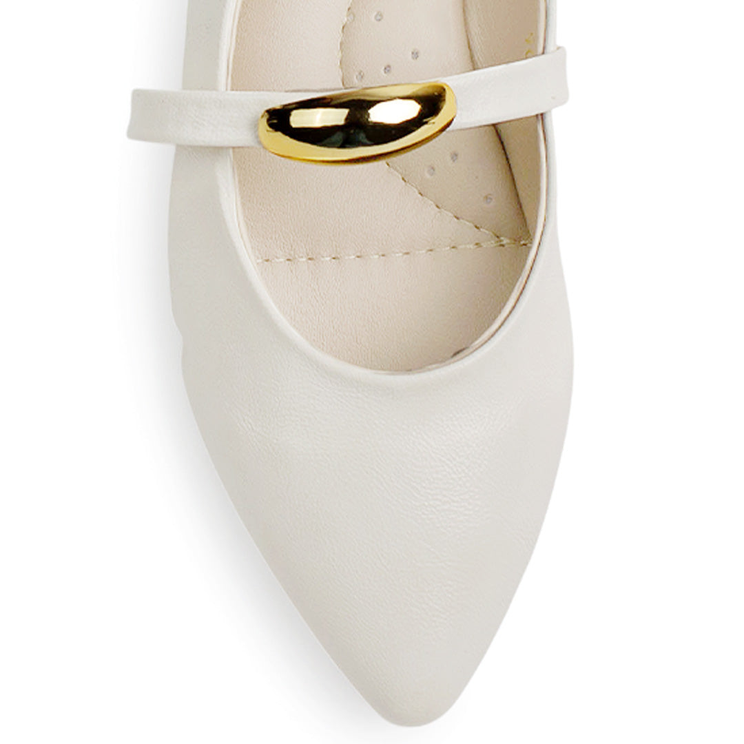 Balerina Beige Puntal Mujer Casual Herraje Moda Suela Baja Comodo 3510206