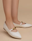 Balerina Beige Puntal Mujer Casual Herraje Moda Suela Baja Comodo 3510206