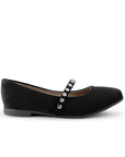 Balerina Negro Dama Tipo Flats Ajuste Pulsera Pedreria Comodo Moda 3510210