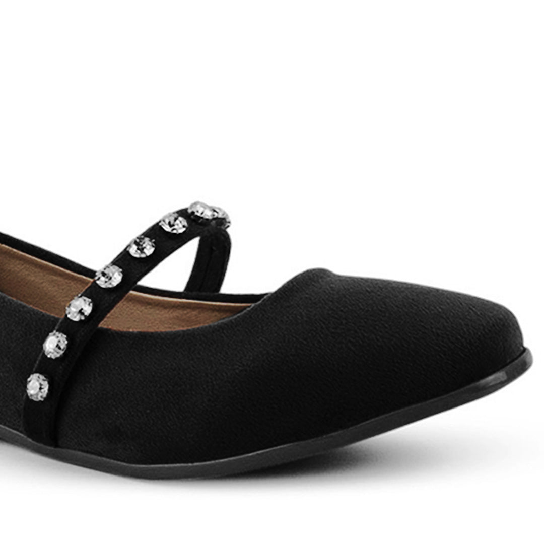 Balerina Negro Dama Tipo Flats Ajuste Pulsera Pedreria Comodo Moda 3510210
