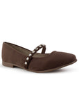 Balerina Cafe Dama Tipo Flats Ajuste Pulsera Pedreria Comodo Moda 3510212