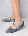 Balerinas Gris Dama Flats Comoda Hebilla Moda Casual 3201406