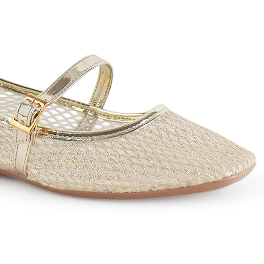 Balerinas Oro Mujer Estilo Elegante Comoda Hebilla Moda Flats 3201407