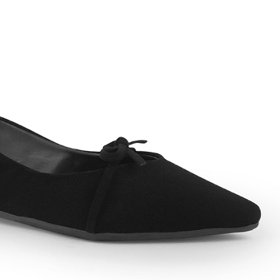Zapatos Negro Balerinas Mujer Punta Fina Clasicas Con Moño Dama 4930015