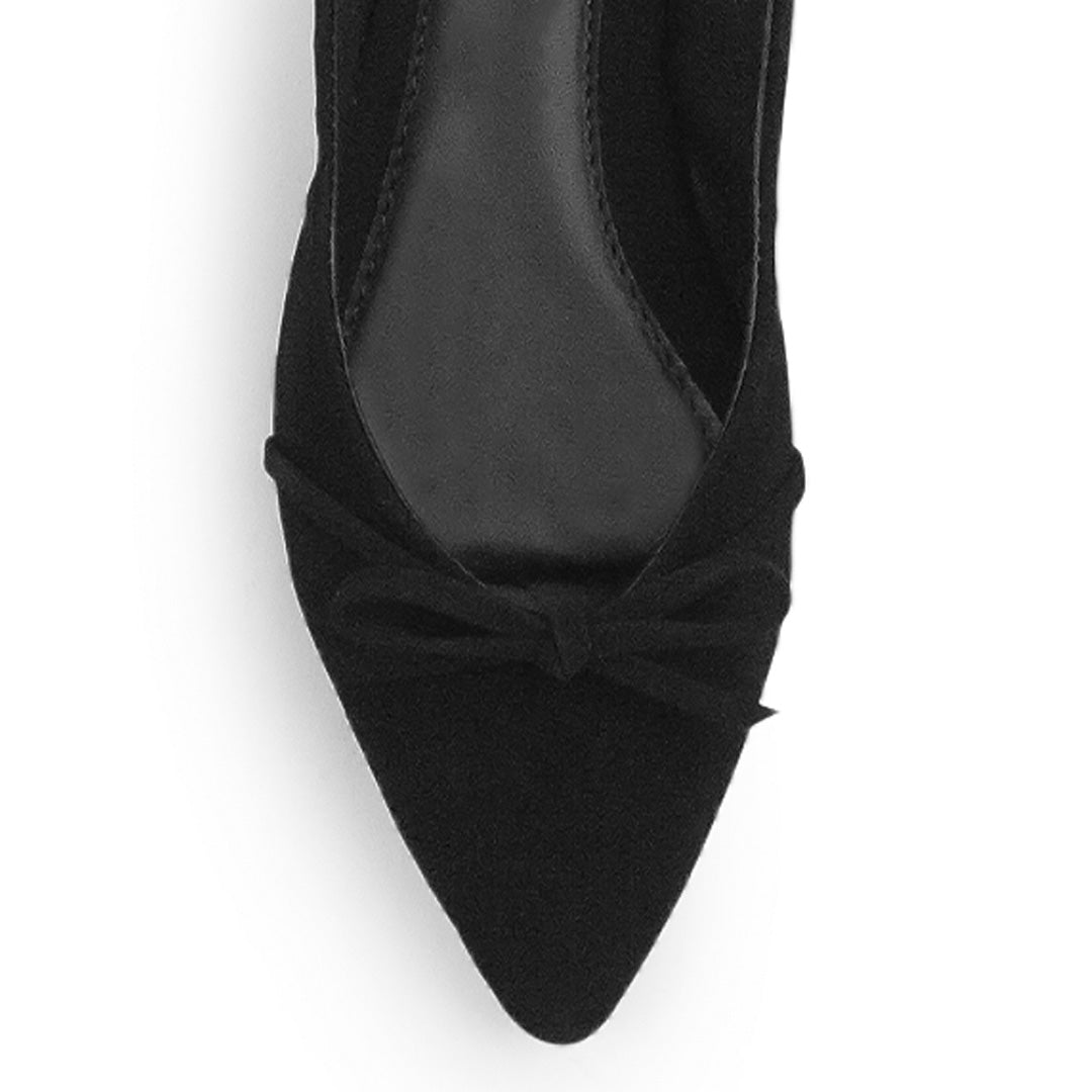 Zapatos Negro Balerinas Mujer Punta Fina Clasicas Con Moño Dama 4930015