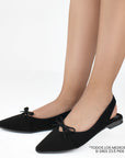 Zapatos Negro Balerinas Mujer Punta Fina Clasicas Con Moño Dama 4930015