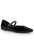 Flats Negro Zapato Plano Mujer Con Correa Hebilla Fina Formal Dama 4930018