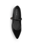 Flats Negro Zapato Plano Mujer Con Correa Hebilla Fina Formal Dama 4930018