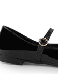 Flats Negro Zapato Plano Mujer Con Correa Hebilla Fina Formal Dama 4930018