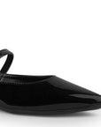 Flats Negro Zapato Plano Mujer Con Correa Hebilla Fina Formal Dama 4930018