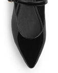 Flats Negro Zapato Plano Mujer Con Correa Hebilla Fina Formal Dama 4930018