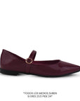 Flats Vino Zapato Plano Mujer Con Correa Hebilla Fina Formal Dama 4930019
