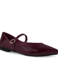 Flats Vino Zapato Plano Mujer Con Correa Hebilla Fina Formal Dama 4930019