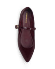 Flats Vino Zapato Plano Mujer Con Correa Hebilla Fina Formal Dama 4930019