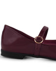 Flats Vino Zapato Plano Mujer Con Correa Hebilla Fina Formal Dama 4930019