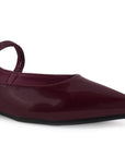 Flats Vino Zapato Plano Mujer Con Correa Hebilla Fina Formal Dama 4930019