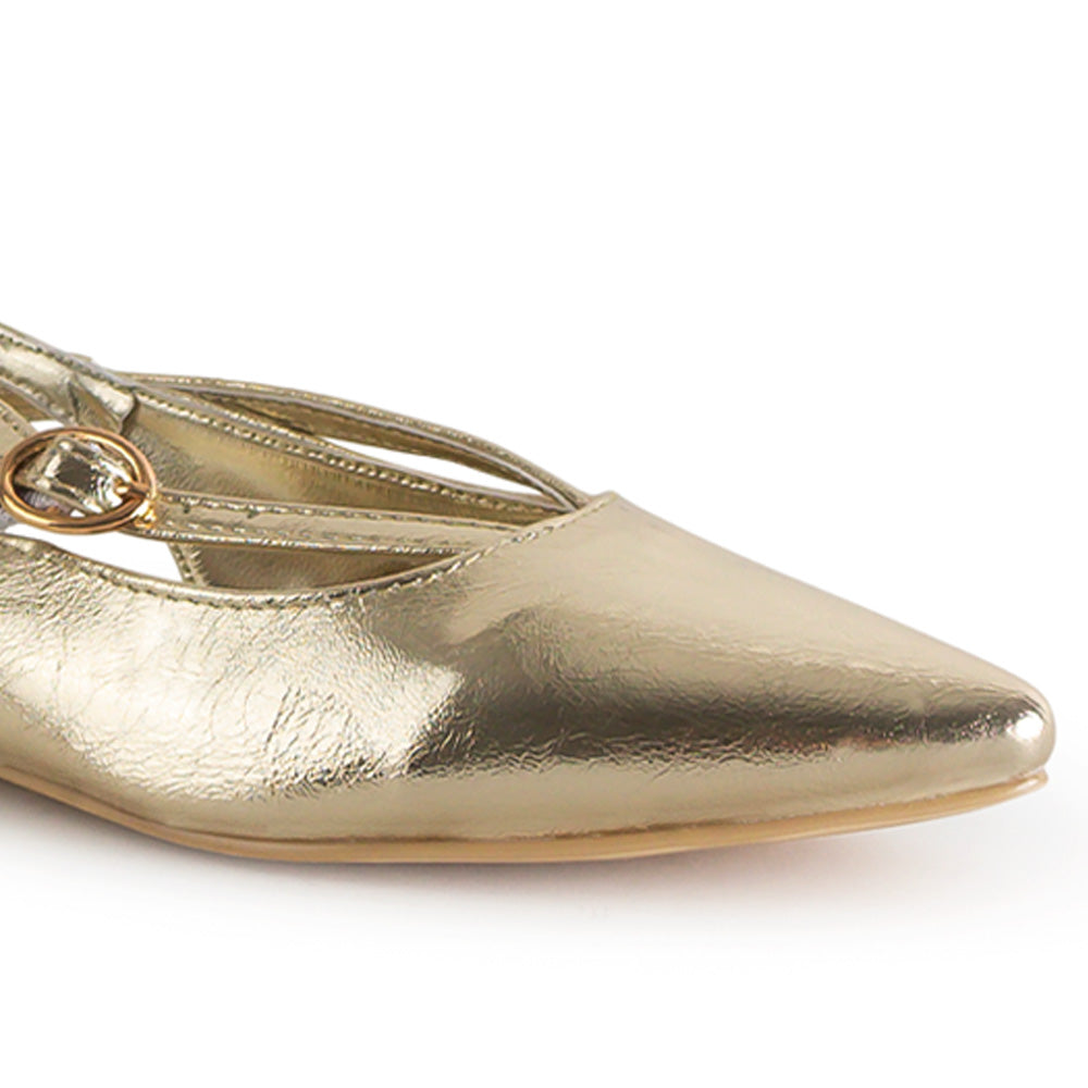Balerinas Oro Mujer Tiras Cruzadas Estilo Moderno Casual 4930035