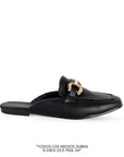 Mule Negro Casual Mujer Piso Herraje Zapato Destalonado Dama 3402696