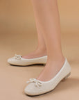 Balerina Beige Detalle Moño Mujer Zapato Plano Flats Casual 3402910