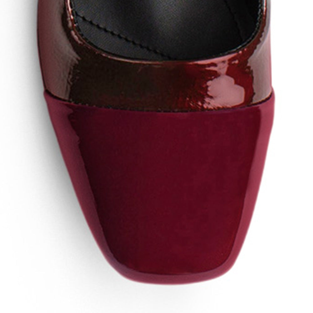 Balerina Vino Clásica Estilo Elegante Punta Cuadrada Dama 3402922