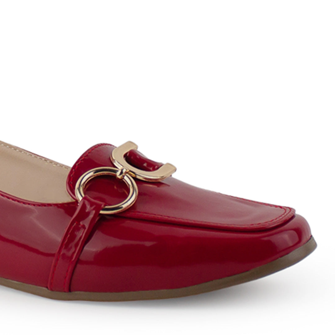 Mules Rojo Mujer Zapato Piso Herraje Moda Destalonado Dama 2880115