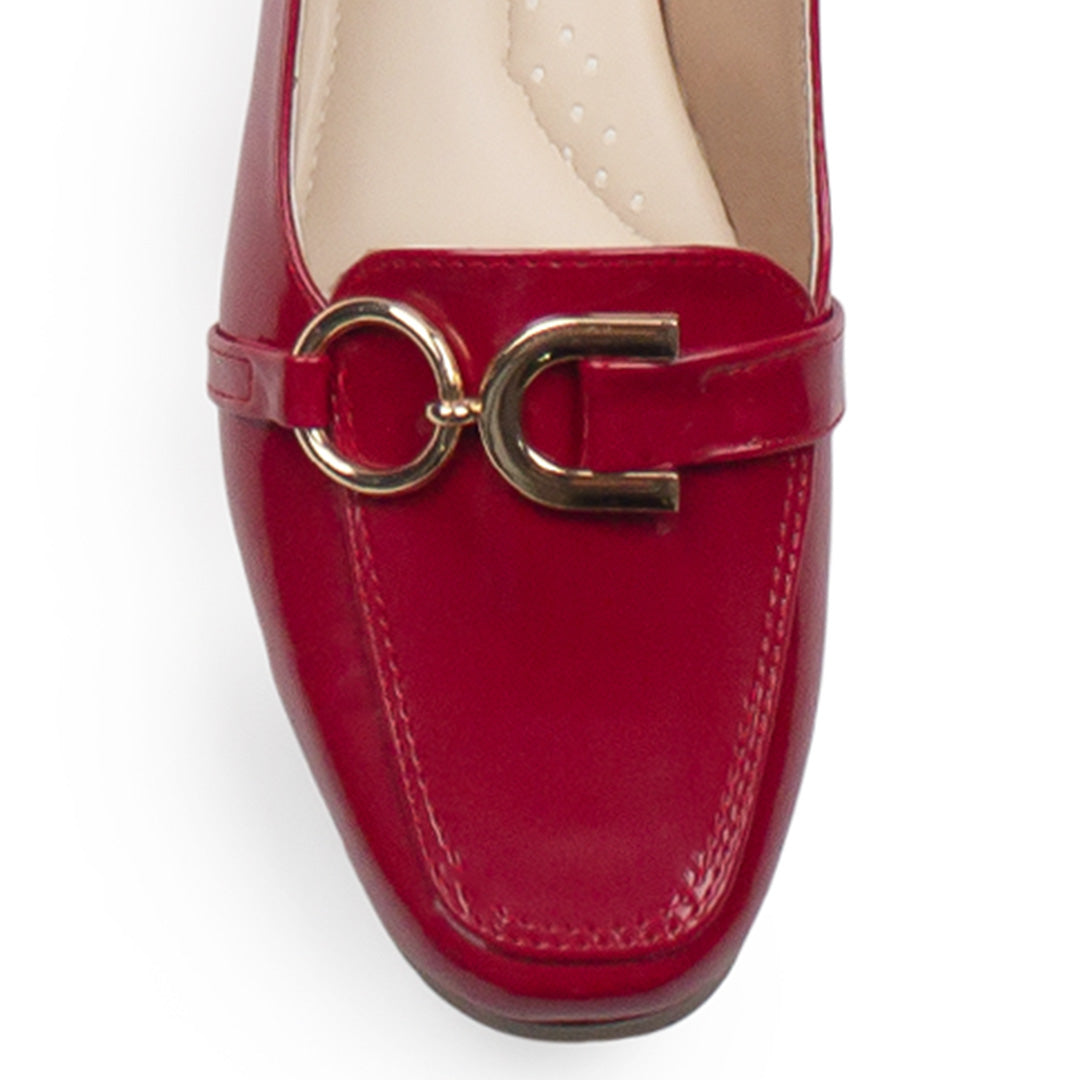 Mules Rojo Mujer Zapato Piso Herraje Moda Destalonado Dama 2880115