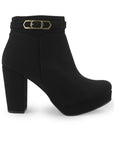Botin Negro Dama Tacon Alto Hebilla Decorativa Moderno Elegante 3201374