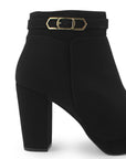 Botin Negro Dama Tacon Alto Hebilla Decorativa Moderno Elegante 3201374