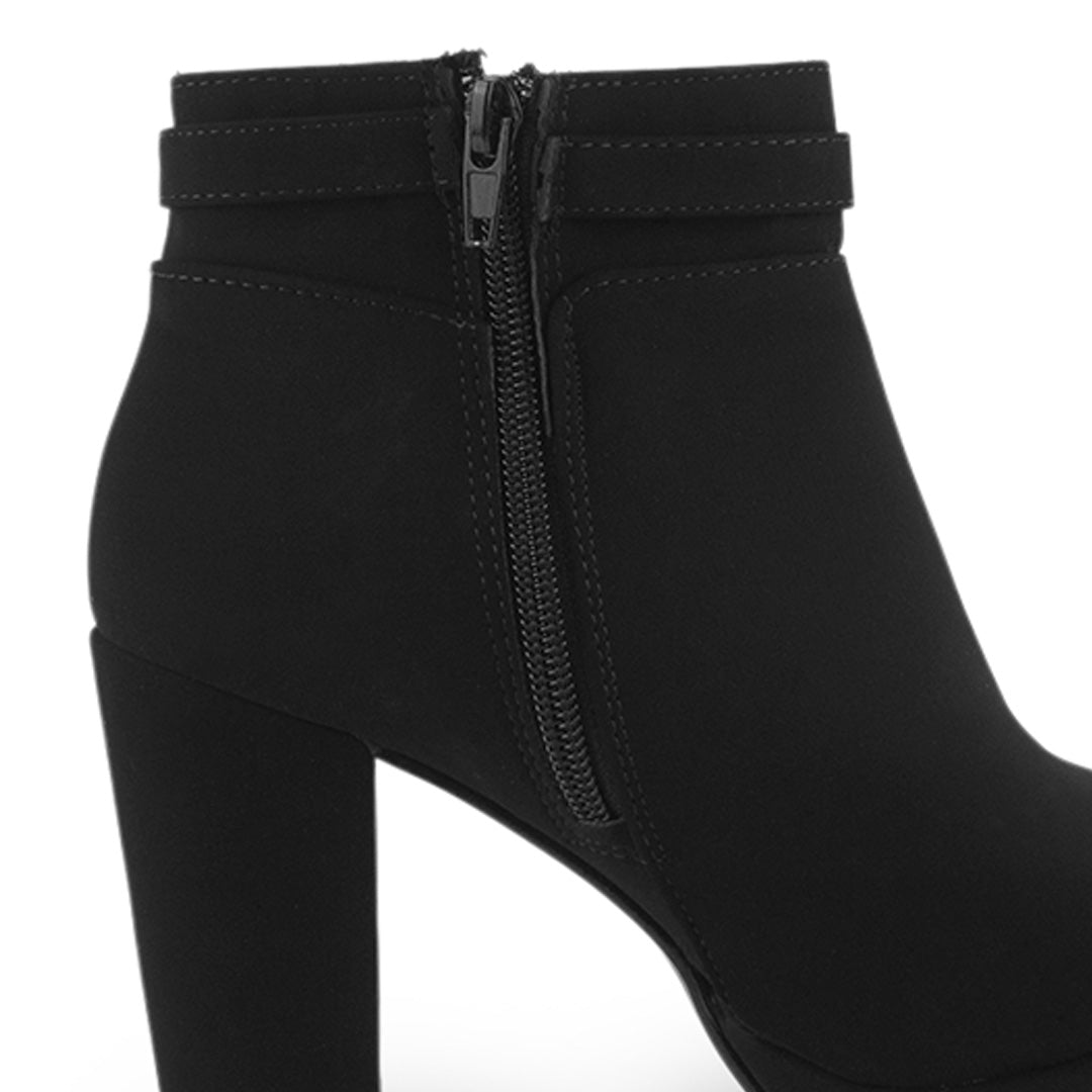 Botin Negro Dama Tacon Alto Hebilla Decorativa Moderno Elegante 3201374