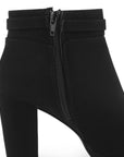 Botin Negro Dama Tacon Alto Hebilla Decorativa Moderno Elegante 3201374