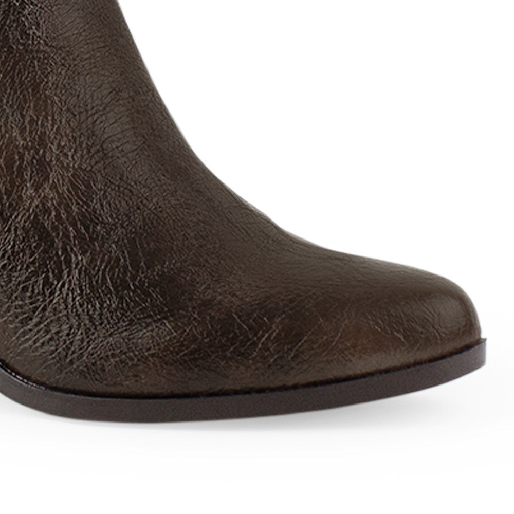 Bota Cafe Hebilla Moderno Tacon Ancho Moda Punta Fina 3201377