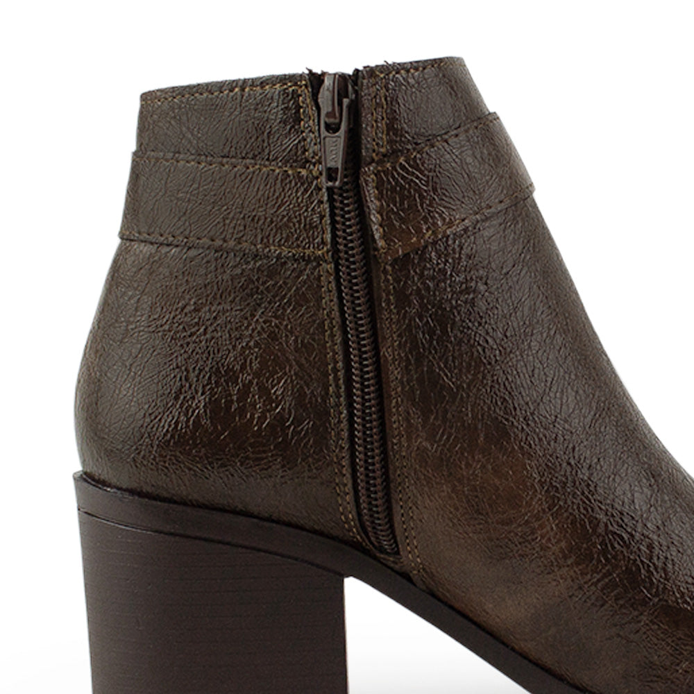 Bota Cafe Hebilla Moderno Tacon Ancho Moda Punta Fina 3201377